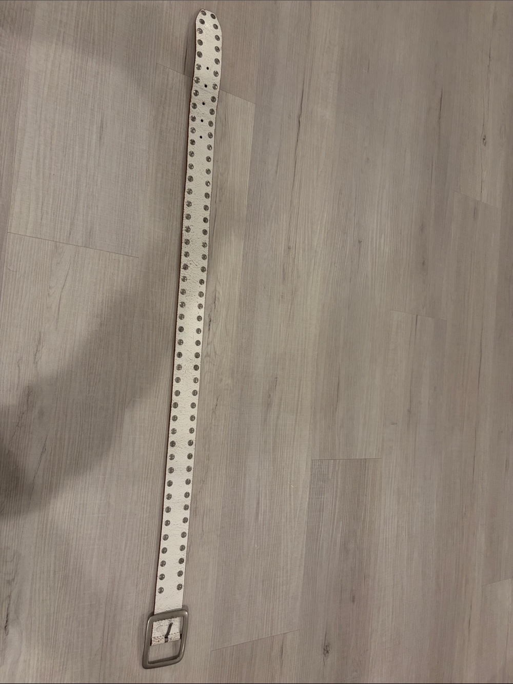 White Studded Leather Belt